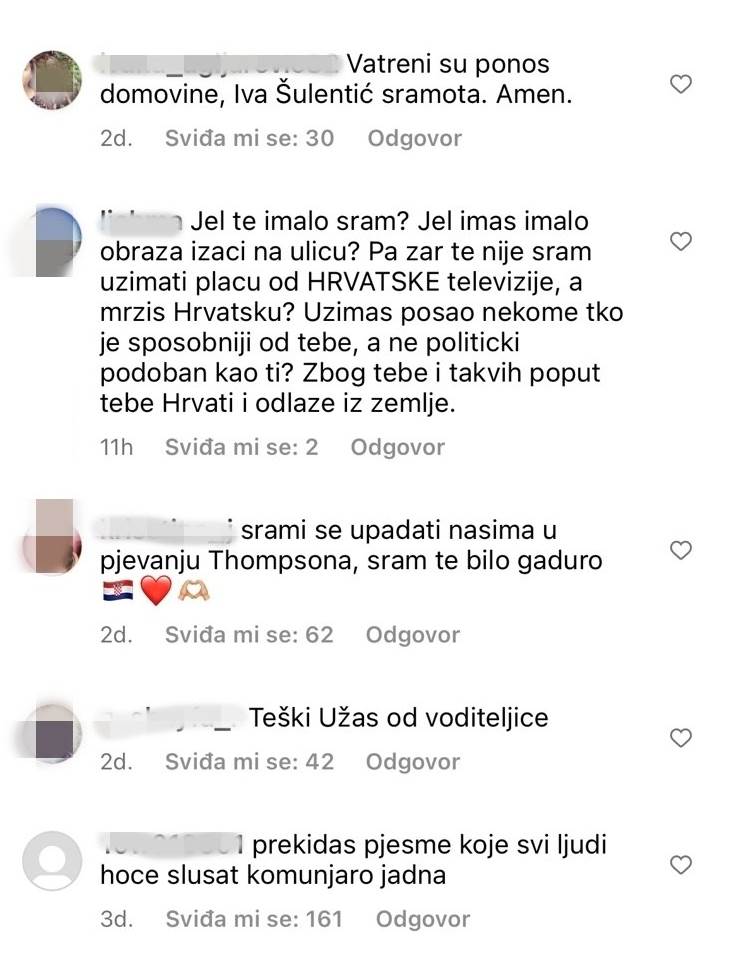 Komentari ispod fotografije Ive Šulentić