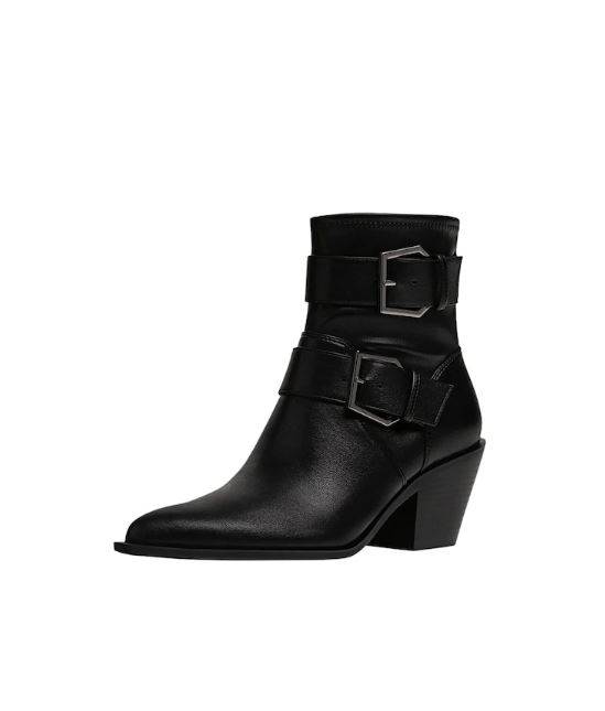 Crne čizmice s visokom potpeticom i kopčama, Stradivarius, 35,99 EUR