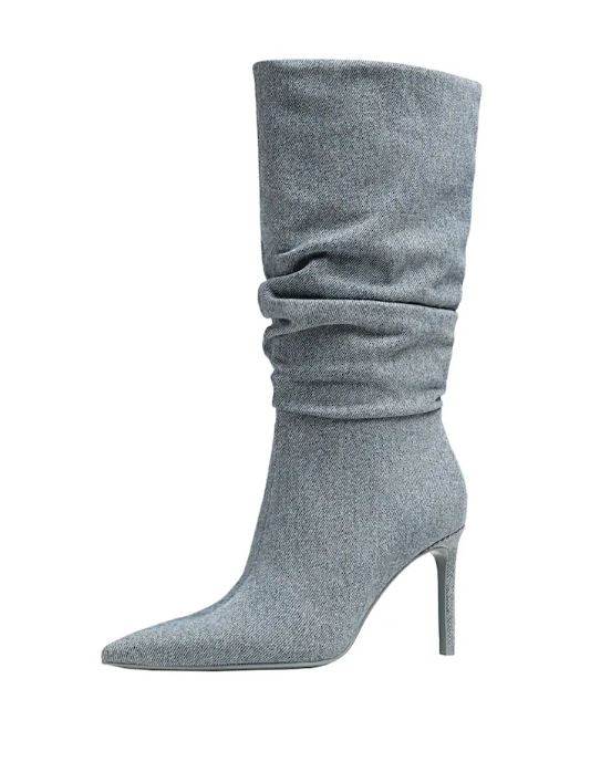 Čizme od trapera s nabranom sarom i potpeticom, Stradivarius, 49,99 EUR