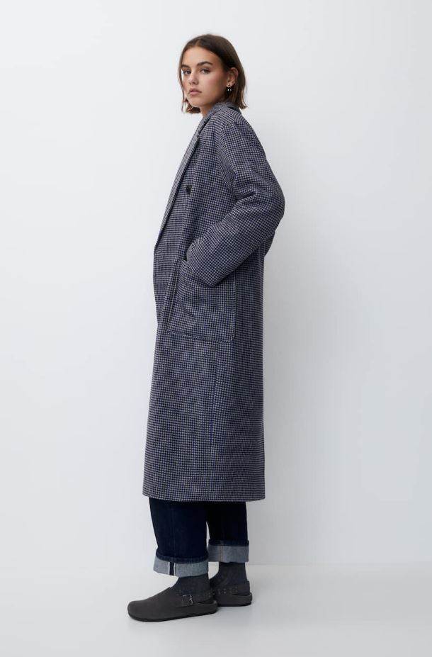 Dugi karirani kaput od sintetičke vune, Pull&Bear, 49,99 EUR/ 376,65 KN