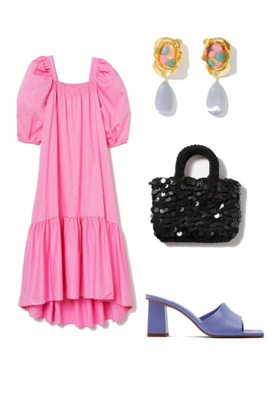 Haljina H&M, naušnice EJING ZHANG, torba NANNACAY, cipele ZARA.