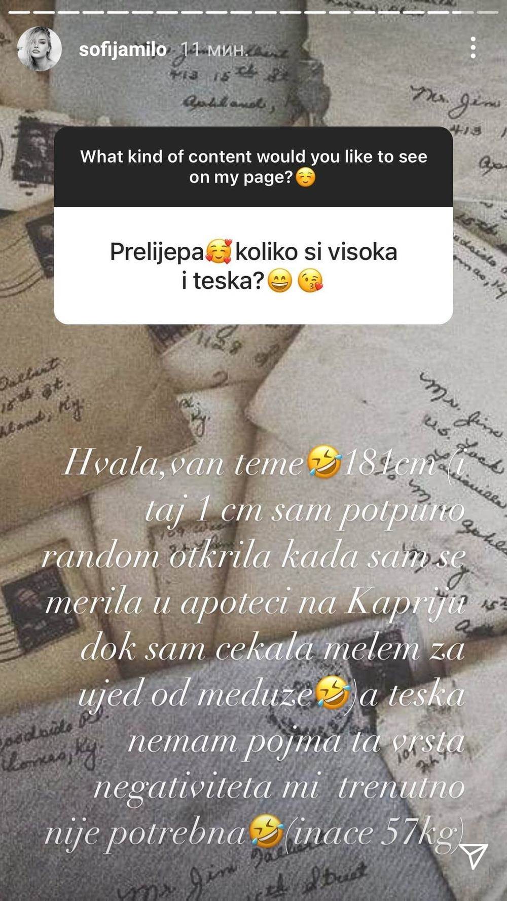 OTKRILA KILAŽU Sofija Milošević nije zadovoljna figurom nakon porođaja