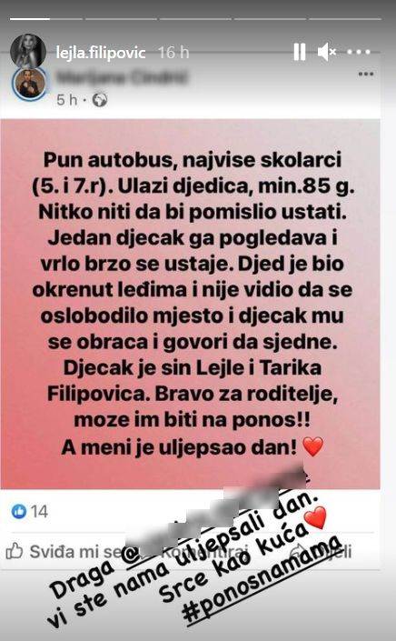 SRCE KAO KUĆA Lejla i Tarik Filipović ponosni na gestu svojeg sina