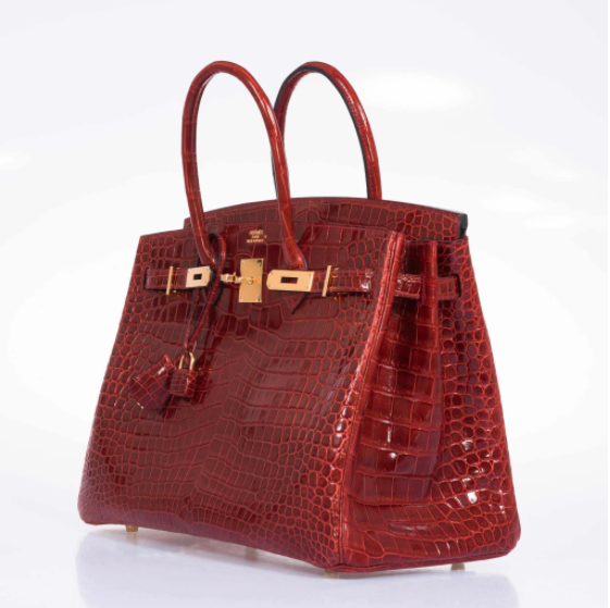 Hermes Exceptional Collection Shiny Rouge H Porosus Crocodile 30cm Birkin Bag