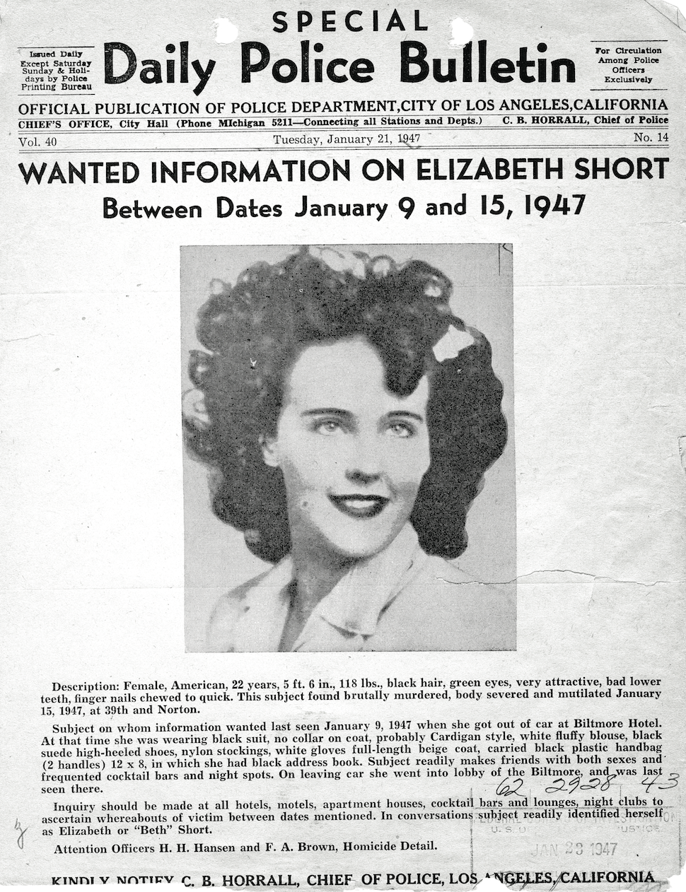 Vijest o smrti Elizabeth Short