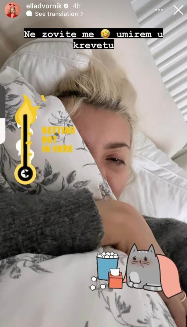 Ella Dvornik objavila je fotografiju iz kreveta s povišenom tjelesnom temperaturom