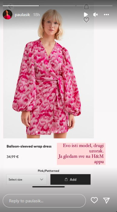 H&M haljina na preklop s balon rukavima