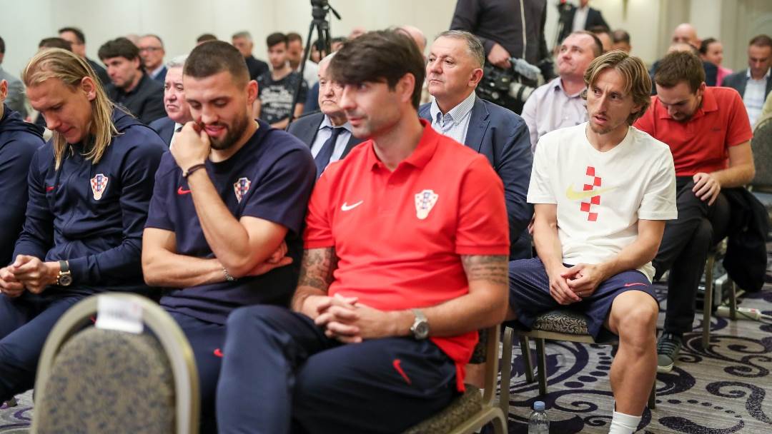 Vedran Ćorluka, Mateo Kovačić i Domagoj Vida na predstavljanju knjige 'Hrvatska škola nogometa'