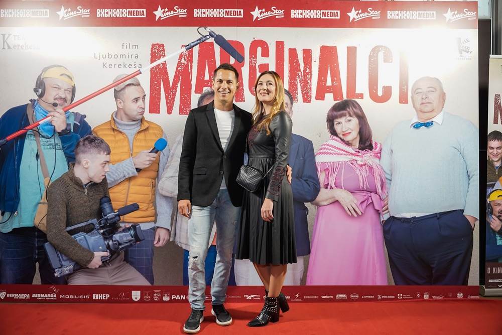 Mario Valentić s partnericom Ljiljanom Mikić na svečanoj premijeri komedije Marginalci