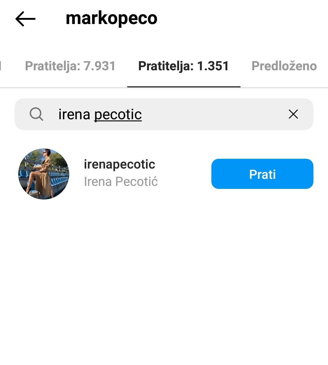 Marko Pecotić i Irena Pecotić i dalje se prate na Instagramu