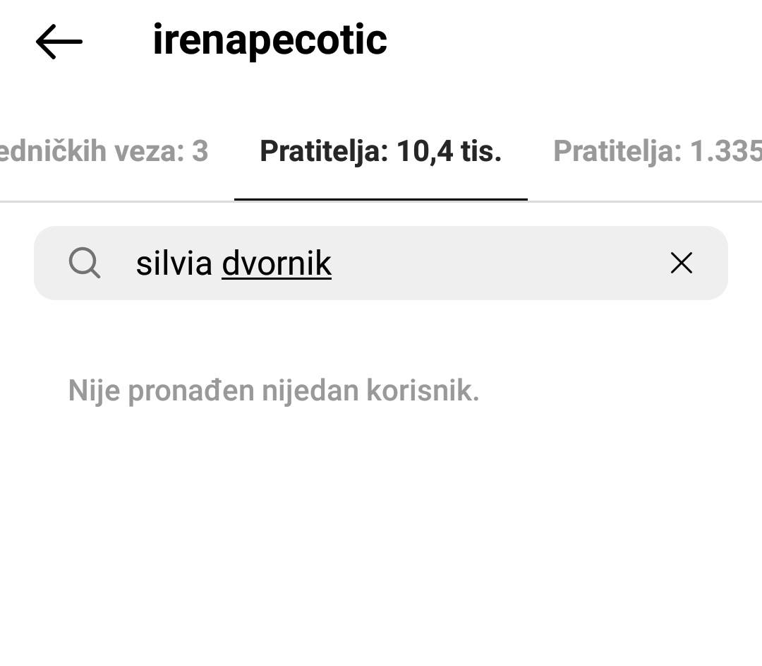 Silvia Dvornik i Irena Pecotić ne prate jedna drugu na Instagramu.