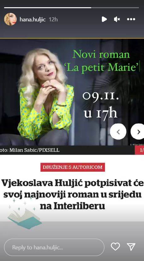 Hana Huljić najavila novi roman svoje majke Vjekoslave Huljić