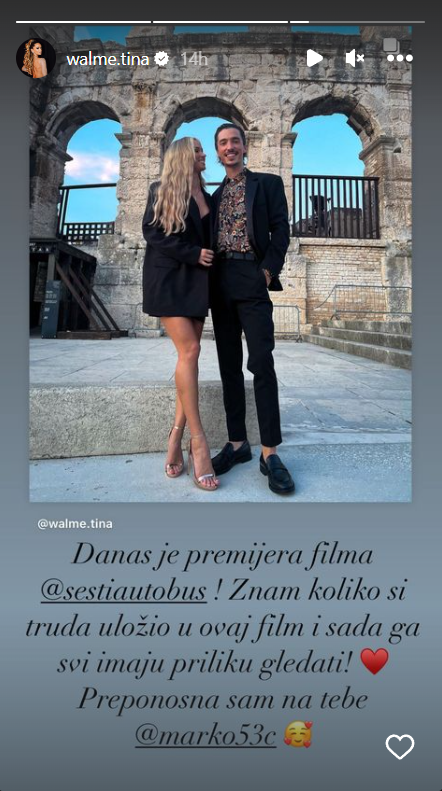 Valentina Walme podržala Marka Petrića na Instagramu