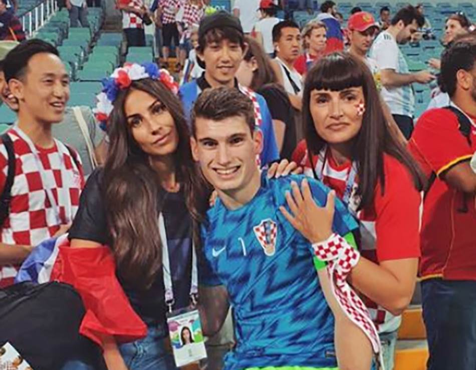 Dominik i Helena Livaković te majka Manuela Skoblar na Svjetskom prvenstvu u Rusiji