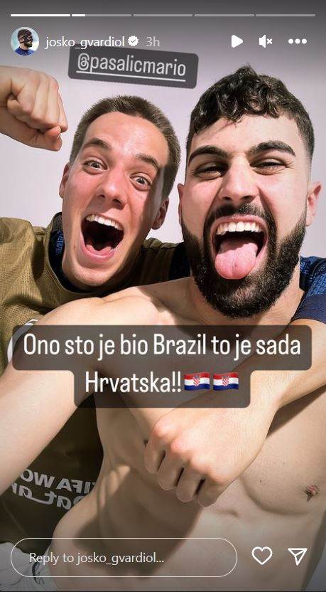 Joško Gvardiol i Mario Pašalić slave nakon pobjede nad Brazilom