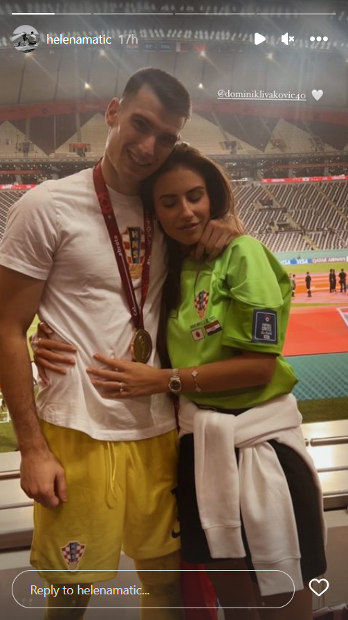 Helena Matić i Dominik Livaković nakon utakmice protiv Maroka