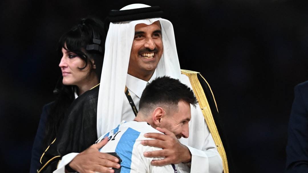 Tamim bin Hamad Al Thani i Leo Messi nakon pobjede Argentine