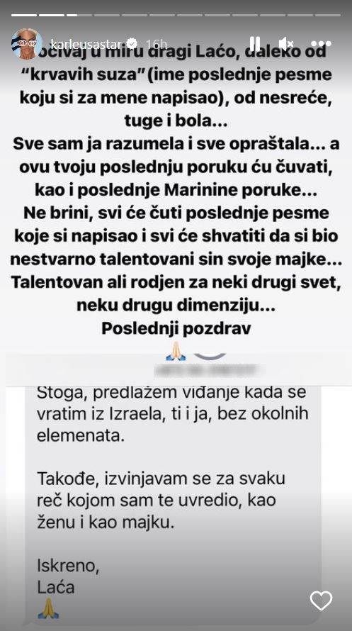 Jelena Karleuša pokazala posljednju poruku koju joj je poslao Milan Radulović Laća