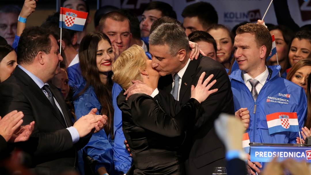 Kolinda Grabar-Kitarović i Tomislav Karamarko slave njezinu pobjedu na predsjedničkim izborima 2015. godine