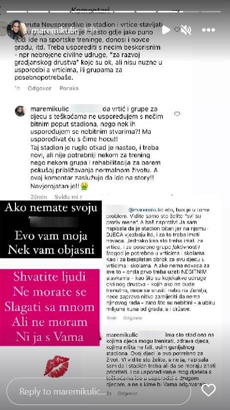 Komentar na Instagramu Marijane Mikulić
