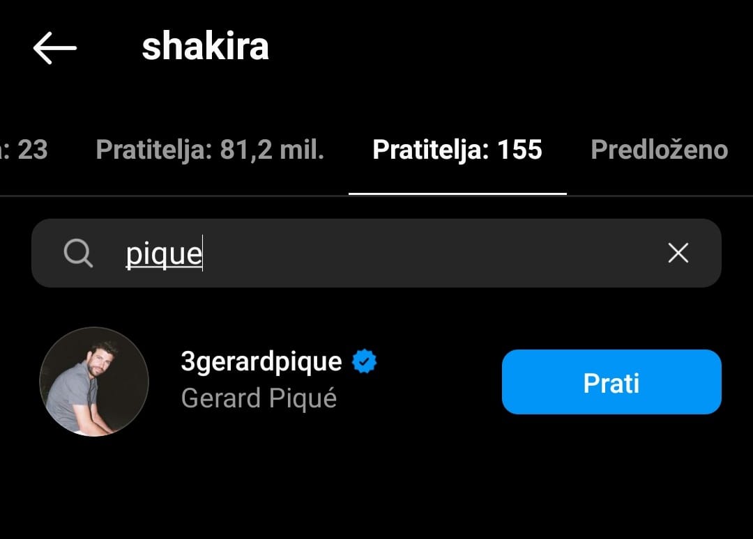 Shakira i Gerard Pique se i dalje prate na Instagramu
