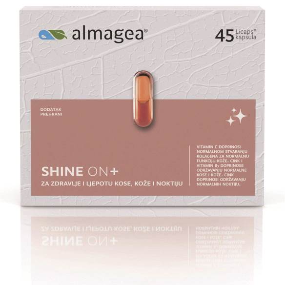 ALMAGEA Shine ON+ kapsule za sjajnu i čvrstu kosu te uravnotežen ten i elastičnu kožu, 24,90 € / 187,61 kn, u ljekarnama