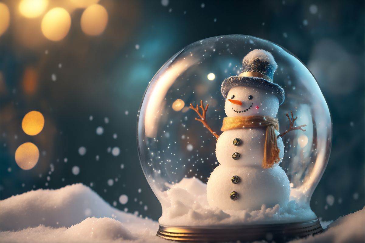 Božićni poklon, staklena kugla, snjegović