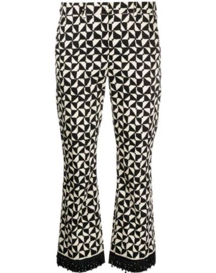 Women's Black Geometric-Pattern Print Cropped Pants/ Max Mara/ 328 eur