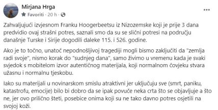 Mirjana Hrga o potresima u Turskoj i okolnim državama