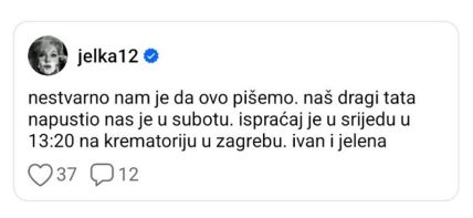 Preminuo otac Jelene Veljače