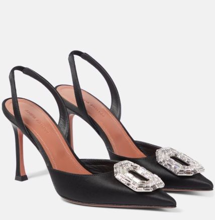 Amina Muaddi/Camelia 90 satin slingback pumps/928 eura