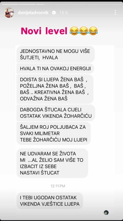 Danijela Dvornik objavila prepisku s muškarcem