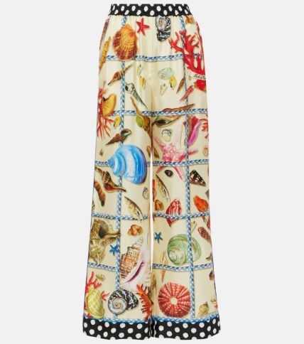 Dolce&Gabbana/ Capri printed silk satin palazzo pants/ 1830 EUR