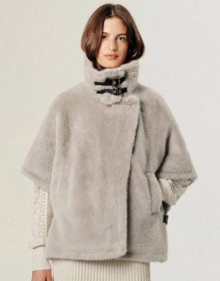 Faux fur cape beige/Rodier/350 EUR