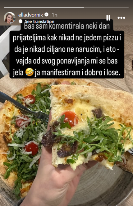 Ella Dvornik objavila fotografiju na kojoj jede pizzu