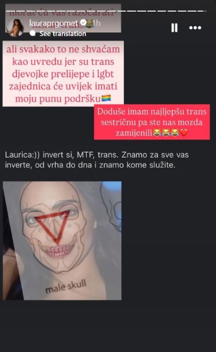 Laura Prgomet napisala da nije trans