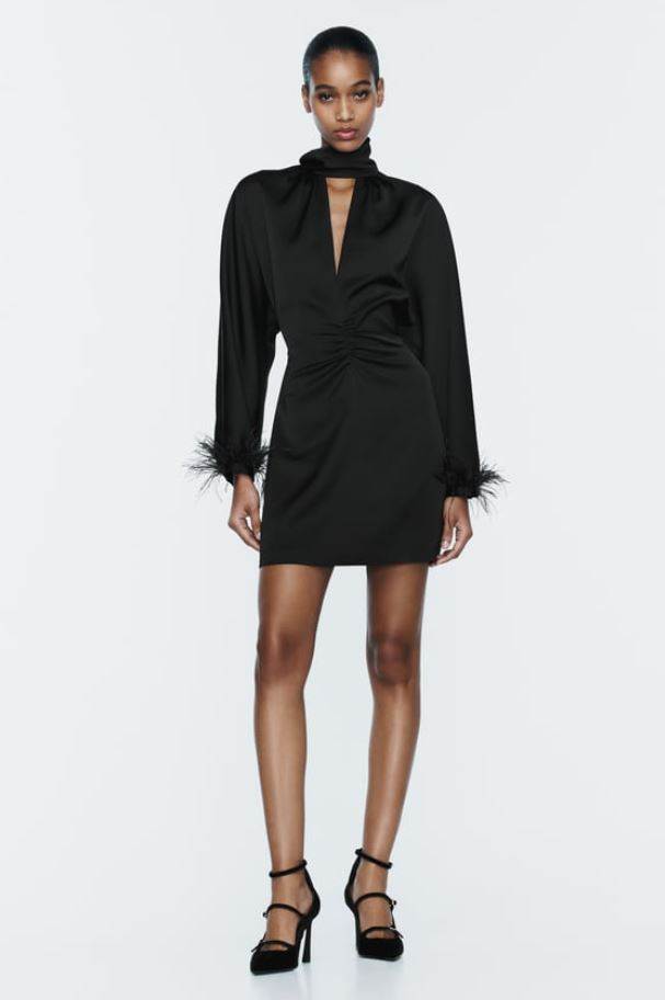 MINI HALJINA S RUKAVIMA S PERJEM, ZARA, 39,95 EUR/ 301,00 KN