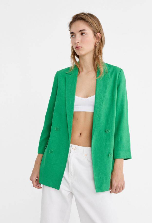 OTVORENI BLEJZER OD MJEŠAVINE LANA S GUMBIMA/ STRADIVARIUS/ 17,99 EUR