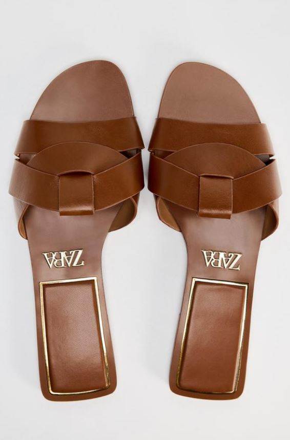 RAVNE PREKRIŽENE KOŽNE SANDALE/ Zara/25,95 EUR