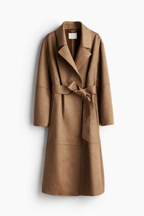 Napped tie-belt coat/ H&M/ 59,99 EUR