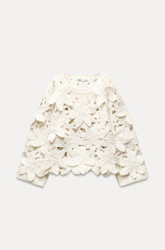PLETENI PULOVER S RELJEFNIM CVIJEĆEM/ ZARA/ 49,95 EUR