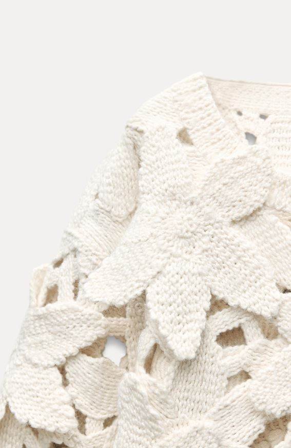 PLETENI PULOVER S RELJEFNIM CVIJEĆEM/ ZARA/ 49,95 EUR