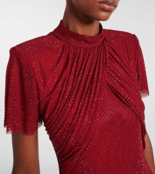 Red Rhinestone Mesh Maxi Dress/ Self Portrait/ 745 EUR