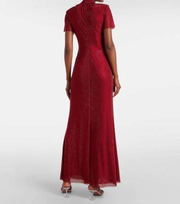 Red Rhinestone Mesh Maxi Dress/ Self Portrait/ 745 EUR
