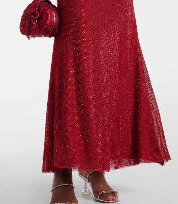 Red Rhinestone Mesh Maxi Dress/ Self Portrait/ 745 EUR