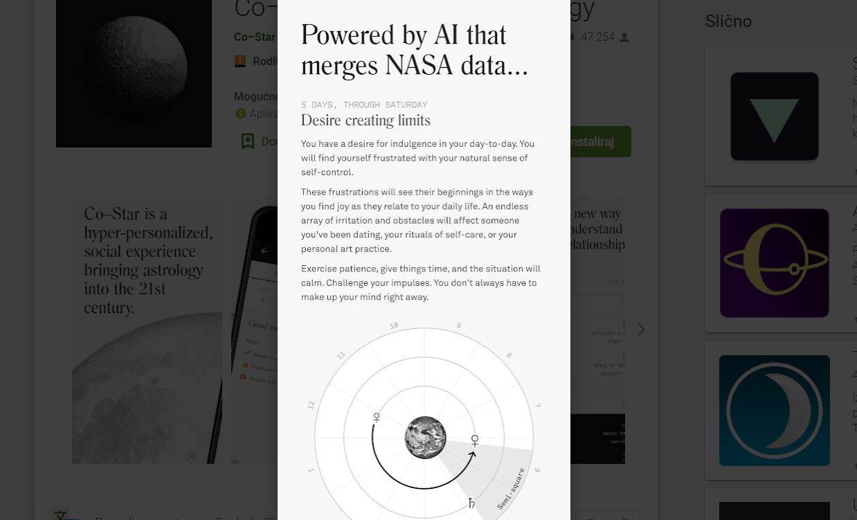 Personalizirana aplikacija za astrologiju 21. stoljeća