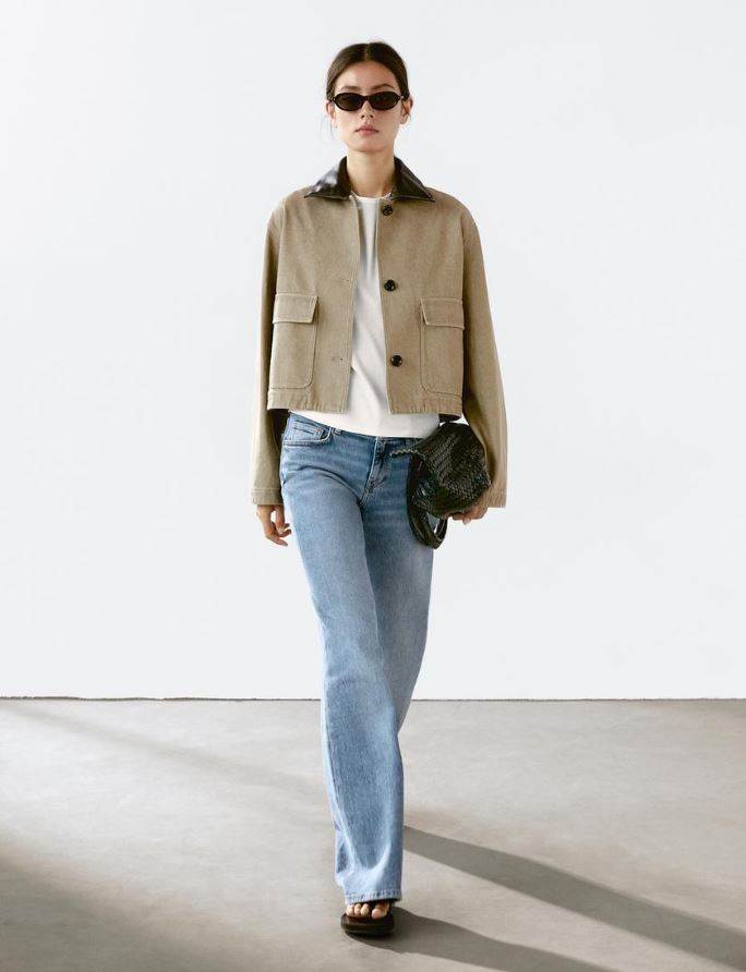 Jacket with detachable leather collar detail/ Massimo Dutti/ 149 EUR