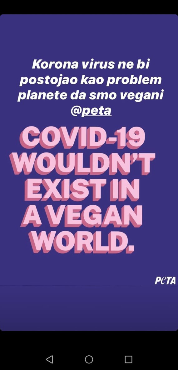 Karleuša poručila: 'Koronavirus ne bi bio problem planete da smo vegani'