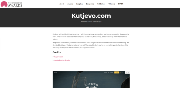 KUTJEVO dobitnik međunarodne nagrade za web design