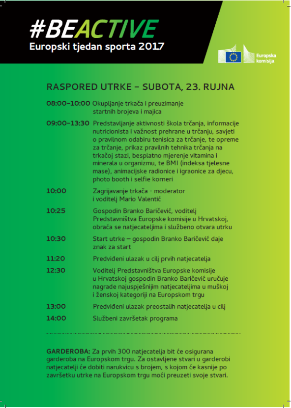 Podržite  #BEACTIV utrku građana 23. rujna na Europskom trgu u Zagrebu!